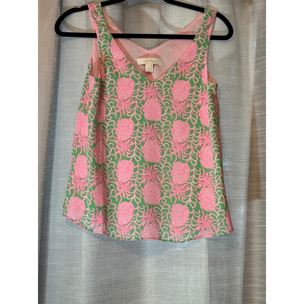 NWOT Lilly Pulitzer Florin Top Fauna Green Party Like a Pineapple Women's Sz XXS